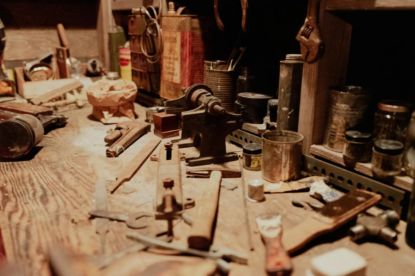 cluttered workbench